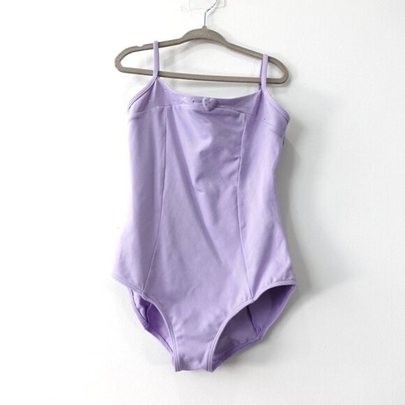 BLOCH Leotard Girls 12 Purple One Piece Ballet Dancewear Heart Cami Ballerina - Picture 1 of 10